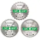 3Pack Combo 7-1/4 Inch Circular Saw Blades with 5/8" Arbor, TCT ATB 24T Framing, 40T Crosscutting, 60T Finish Saw Blade for Various Wood Cutting
