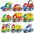 Prextex 60 Pieces Creative Blocks for Toddlers - Build Your Own Toy Cars Set Building Blocks Building Bricks