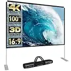 Abdtech 100 inch Projector Screen with Stand,Portable Wrinkle Free Outdoor Movie Screens 4K Ultra HD Rear Front Projections Movies Screen with Carry Bag for Indoor Home Backyard Cinema Travel