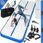 KESSER® Turnmatte Aufblasbar Airtrack 300x100x10 Fitness-Matte Gymnastikmatte 3/4/5/6m | inkl. Tragetasche & elektr. Luftpumpe | Yogamatte, Tumbling Matten Trainingsmatte Sportmatte Yoga, Turn Blau