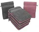 Betz Lot de 10 Gants de Toilette Taille 16x21 cm 100% Coton Premium Couleur Vieux Rose, Gris Anthracite