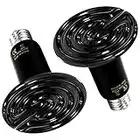 Simple Deluxe 150W 2-Pack Ceramic Heat Emitter Reptile Heat Lamp Bulb No Light Emitting Brooder Coop Heater for Amphibian Pet & Incubating Chicken,Black