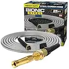 Bionic Steel Pro Metal Garden Hose 25 Ft, Rust Proof 304 Stainless Steel Water Hose with Brass Fittings, Flexible & Heavy Duty Hose, Lightweight, Kink Free & Easy Coil Outdoor Hose- 2021 Model