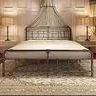 Ponsalion California-King-Bed-Frame with-Headboard and-Footboard Set - Platform Bed Frame Cal-King Size,16 Inches High,no Box Spring Needed,Easy to Assemble(Brown)