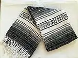 MEXIMART's® Authentic Mexican Falsa Blanket Hand Woven (Black)