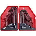 EFFICERE 30-Piece Premium Hex Key Allen Wrench Set, SAE and Metric Assortment, L Shape, Chrome Vanadium Steel, Precise and Chamfered Tips | SAE 0.028-3/8 inch | Metric 0.7-10 mm | In Storage Case