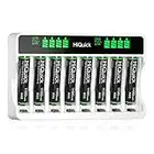 HiQuick 8-slot AA AAA LCD Battery Charger, 5V 2A Fast Charging Function, Type C and Micro USB Input, with 8 x 1100mAh AAA NI-MH Rechargeable Batteries, Battery and Charger Set