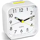 HOPSEM Silent Alarm Clock Battery Powered Non Ticking Bedside Clocks Large Display Basic Bedroom Clock Snooze Night Light Function Easy to Read Operate