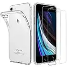 iPhone SE 2020 iPhone 8 iPhone 7 Hülle mit Panzerglas,[1 Hülle + 2 Panzerglas] Schutzhülle Schutzfolie Folie Glas TPU Silikon Case Cover Tasche Schale Weiche Transparent für iPhone SE 2020/8/7