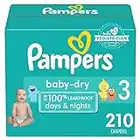Pampers Diapers Size 3, 210 count - Baby Dry Disposable Diapers