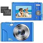 1080P Appareil Photo Numérique,Compact Camera 2,4 Pouces LCD Rechargeable HD 36 Mega Pixels Zoom Numérique 16 x pour Adulte/Seniors/Enfants (Bleu-1080P)