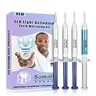 Somall Teeth Whitening Kit - 2023 Newest The Smart Teeth Whitening LED Light System,35% Carbamide Peroxide, (3) 3ml Gel Syringes, (1) Remineralization Desensitizing Gel, and Tray.
