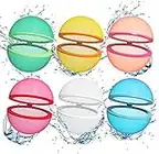 Reusable Water Balloons For Kids Adults Quick Refillable Self Sealing Silicone Water Bombs, Splash Balls For Summer Pool Party Fight Freinds, Swimming Pool Toy, Cool Birthday Gift (6 Pack)