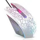 Wired Mouse, VersionTech Wired Gaming Mice with 2400 DPI, 6 Buttons for Computer PC Laptop, USB Wired Mouse 4 Adjustable DPI Levels with 7 Auto Changing Colours for for Pro Gamer Win 10/8/7/XP, White