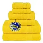 Cotton Paradise 6 Piece Towel Set, 100% Turkish Cotton Soft Absorbent Towels for Bathroom, 2 Bath Towels 2 Hand Towels 2 Washcloths, Yellow Towel Set