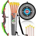 Bow and Arrow Set for Kids - LED Light Up Archery Toy Set - Includes 10 Suction Cup Arrows, Target & Shoulder-Strapped Quiver, Outdoor Toys Archery Set for Kids Boys & Girls Ages 3-12 Years Old