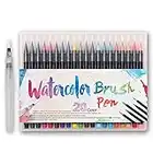 Dollet Watercolor Brush Markers Pen with Flexible Tip, 20 Colors Water Based Drawing Markers with 1 Water Brush for Adults Children Coloring Books Manga Comic Calligraphy Painting