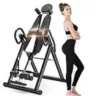 YOLEO Gravity Heavy Duty Inversion Table with Adjustable Headrest & Protective Belt Back Stretcher Machine for Pain Relief Therapy (Black)