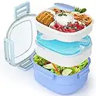 Jelife Lunch Box Porta Pranzo con 3 Scomparti e Posate Prova di Perdite Scatole Bento per Adulti, Ufficio, Lavoro, Scuola, Picnic, Viaggi