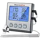 ThermoPro TP17 Digital Meat Thermometer with Dual Temperature Probe Large Backlight LCD Food Thermometer with Timer for Kitchen Oven BBQ Cooking Thermometer