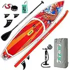 FunWater Inflatable Stand Up Paddle Board 350x84x15cm Ultra-Light ISUP with Paddleboard Accessories, Fins, Adjustable Paddle, Pump, Backpack, Leash, Waterproof Phone Bag