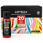 ARTEZA Set of 20 Classic Colors, 2.02-oz 60 ml Bottles, Water-Based, Matte Finish, Acrylic Craft Paint for Art & DIY Outdoor Projects on Glass, Wood, Ceramics, Fabrics, Paper & Canvas