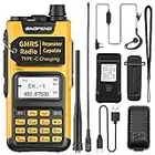 BAOFENG GM-15 Pro GMRS Radio Long Range Walkie Talkie,GMRS Repeater Capable,Rechargeable Two Way Radios,Yellow Handheld Dual Band Radio Full Kits