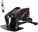 Leasbar - Máquina de ejercicios elípticos para debajo del escritorio, para uso doméstico, pedal ejercitador de resistencia ajustable con monitor 30 dB ultra silencioso negro + rojo