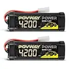 POVWAY 4200 NiMH Akku 4200mAh 7.2V RC Akku mit Tami ya Stecker für RC Autos RC Geländefahrzeuge RC Flugzeuge und Ihre verschiedenen RC Hobbys（2 Packs）