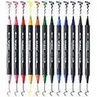 Watercolour Brush Pen Set,SAYEEC 12 Colours Dual Tip Brush Pens with Fineliner Tip Art Marker Soft Flexible Tip Durable Create Watercolor Effect - Best for Adult Coloring Book/Manga/Comic/Calligraphy