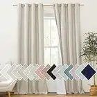 NICETOWN 100% Blackout Natural Linen Curtains 95 inches Length with Thermal Insulated Liners, Farmhouse Style Room Cooling Bedroom Living Room Burlap Window Draperies (2 Panels, 52 inches W)