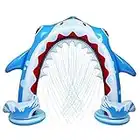 Toyvian Arroseur gonflable en forme de requin pour enfants, 240 x 200 cm, grand arroseur d'extérieur