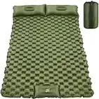 Colchoneta para Dormir para Acampar 2 Personas, 200 × 120 × 6 Cm, 1.5 Kg, Inflado En 30 Segundos con PresióN De Pies, Impermeable (Verde Militar)