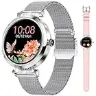 Smart Watch for Women with Message Call Alert Notification IP68 Waterproof Fitness Activity Tracker Stainless Steel Mesh Band HD Touchscreen Compatible iOS Android Women's Fashion Rose Smartwatches