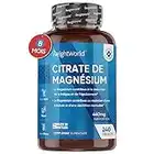 Citrate de Magnésium 1480mg - 240 Gélules Vegan (8 mois) - Contient 440 mg de Magnésium Élémentaire Pur - Pour l'Énergie, la Fatigue, le Système Nerveux - Testé en Laboratoire - Adapté aux Sportifs