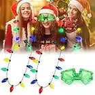 KPBOTL Christmas Light Necklace Light Up Christmas Necklace for Kids Adults Christmas Necklace Light with Glasses Holiday Party Supplies