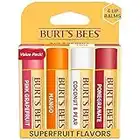 Burt's Bees Lip Balm, Moisturizing Lip Care For All Day Hydration, 100% Natural, SuperFruit - Pomegranate, Coconut & Pear, Mango, Pink Grapefruit (4 Pack)