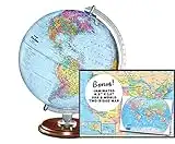 Replogle Student - Educational Classic World globe, Blue Ocean, Raised Relief feature, including a bonus map, made in USA, 12"/30cm diameter