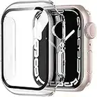 HANKN (2 Pièces) Coque Dur pour Apple Watch Series 6 5 4 SE 44mm Protecteur D'écran Verre Trempé Antichoc iWatch Boîtier - 44mm Transparent