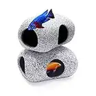 SpringSmart 2 rocas escondidas de acuario para mascotas acuáticas para criar, jugar y descansar, adornos seguros y no tóxicos, rocas decorativas de cerámica para Betta