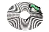 Ethome The World's Toughest Garden Hose, Ultra-Durable SmartSteelTM with 7" Nozzle Gun UK Standard, Lightweight, Ultra Flexible and Tangle Free, Cool to Touch, Tough and Durable