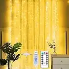 Yizhet Lichtervorhang 2x2m LED Lichterkette Vorhang Lichtervorhang Innen mit Fernbedienung, 10 Haken 8 Modi, IP65 Wasserdicht Deko für Schlafzimmer, Ramadan, Hochzeit, Weihnachten (Warmweiß)