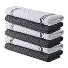 Premium Kitchen Towels – Pack of 6, 100% Cotton 15x25 Inches Absorbent Dish Towels - 425 GSM Tea Towel, Terry Kitchen Dishcloth Towels- Grey Dish Cloth for Household Cleaning by Infinitee Xclusives