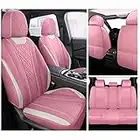 Car Seat Covers Full Set, Super Luxurious Heavy Duty Waterproof Leather Automotive Vehicle Cover for Cars SUV Pick-up Truck, Universal Non-Slip Seat Pink Car Accessories (Full Set/Pink)