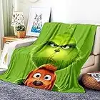 VOZMIO The Grinch - Coperta in flanella calda e morbida, adatta per aria condizionata, coperta per pisolino (100 x 150 cm)