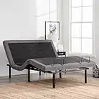 LUCID L300 Adjustable Bed Base - 5 Minute Assembly - Dual USB Charging Stations - Head and Foot Incline - Wireless Remote Control - Upholstered - Ergonomic - Queen - Charcoal