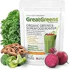 GreatGreens Organic Greens Superfood Powder - 300g - 36 Raw Soil Association Certified Organic Food Form Ingredients – Nutritious Organic Greens Supplement - High Fibre Daily Greens Smoothie Drink