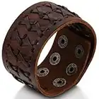 JewelryWe Mens Wide Leather Bracelets Punk Rock Cuff Band Weave Leather Bangle Bracelet, for Father’s Day