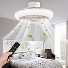 PINFM 18in Ceiling Fan with Lights, 72W Enclosed Ceiling Fans with Remote,3-Color Dimmable Flush Mount Low Profile Ceiling Fan,3-Speed Wind Fan with ABS Blades,Smart Timing,For Living Room.