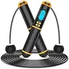 Jump Rope, Cordless Jump Rope, Fitness Jump Rope with Calorie Meter and Digital Display Counter, Switchable Between Rope and Cordless Mode, Adjustable Speed, for Children Adult Home Gym Exercise, Gym